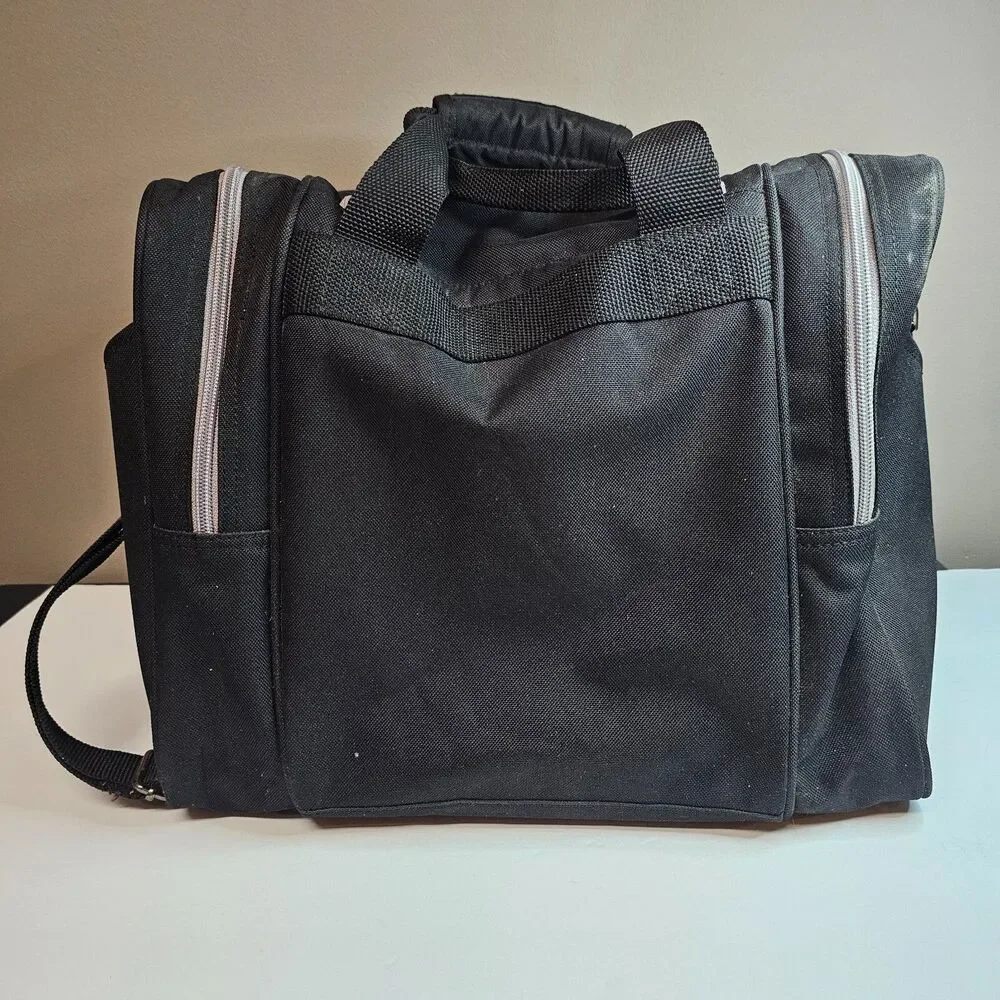 Ebonite Single Bowling Ball Shoulder Bag Foam Insert Zippered Side Pockets Black